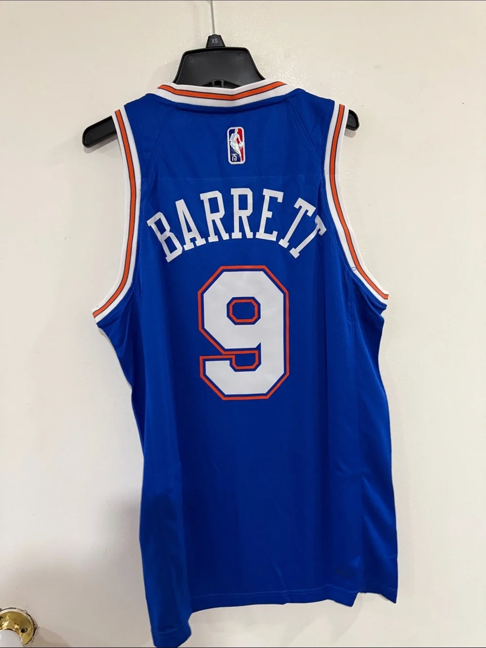 Jordan Blue New York #9 Basketball Jersey with White and Orange Trim